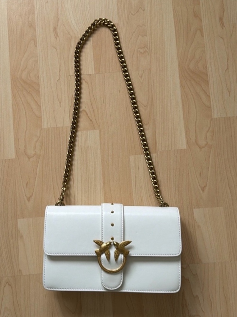 Pinko white leather crossbody shoulder bag purse